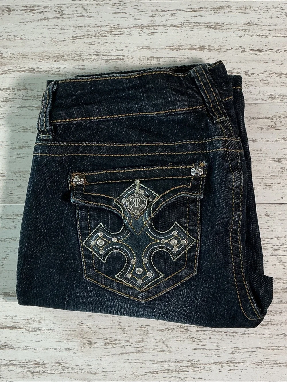 Request Jeans Cross Rhinestone Bermuda Shorts Low Rise Size 5 27